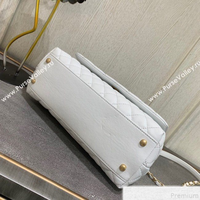 Chanel Grained Quilted Calfskin Coco Handle Flap Top Handle Bag White 2019 (SSZ-9050911)