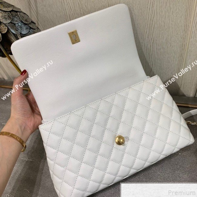 Chanel Grained Quilted Calfskin Coco Handle Flap Top Handle Bag White 2019 (SSZ-9050911)