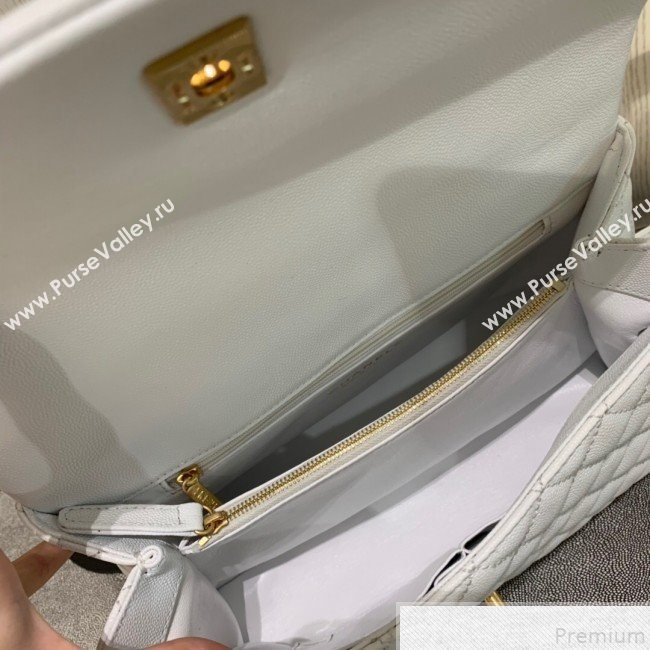 Chanel Grained Quilted Calfskin Coco Handle Flap Top Handle Bag White 2019 (SSZ-9050911)