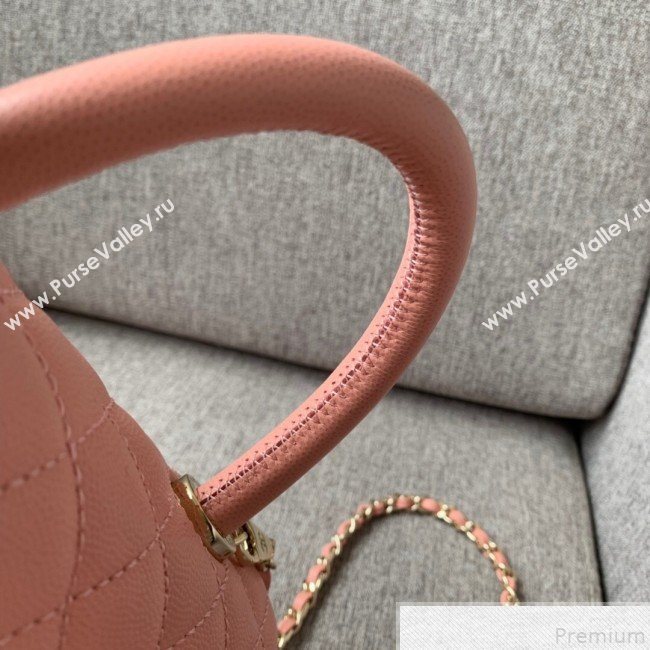 Chanel Small Grained Quilted Calfskin Coco Handle Flap Top Handle Bag Pink 2019 (SSZ-9050912)