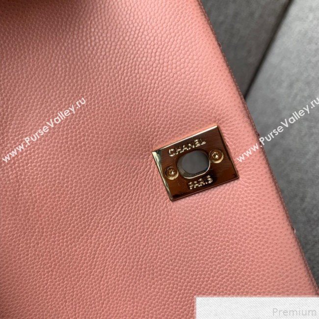 Chanel Small Grained Quilted Calfskin Coco Handle Flap Top Handle Bag Pink 2019 (SSZ-9050912)