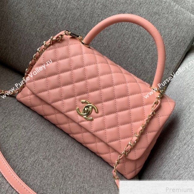 Chanel Grained Quilted Calfskin Coco Handle Flap Top Handle Bag Pink 2019 (SSZ-9050913)