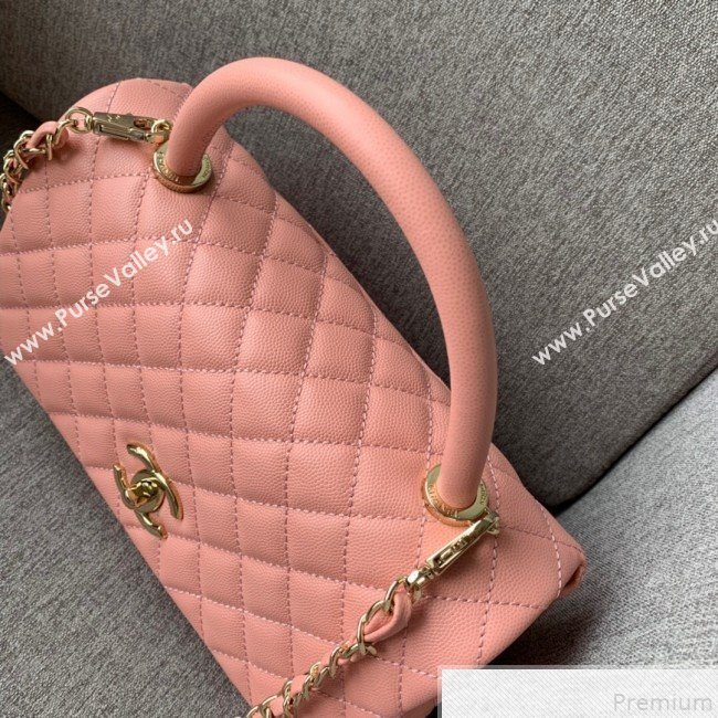 Chanel Grained Quilted Calfskin Coco Handle Flap Top Handle Bag Pink 2019 (SSZ-9050913)