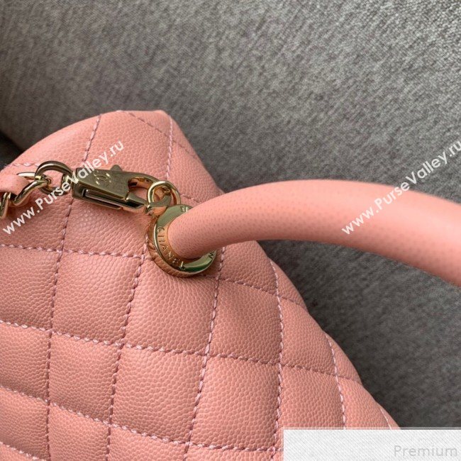 Chanel Grained Quilted Calfskin Coco Handle Flap Top Handle Bag Pink 2019 (SSZ-9050913)