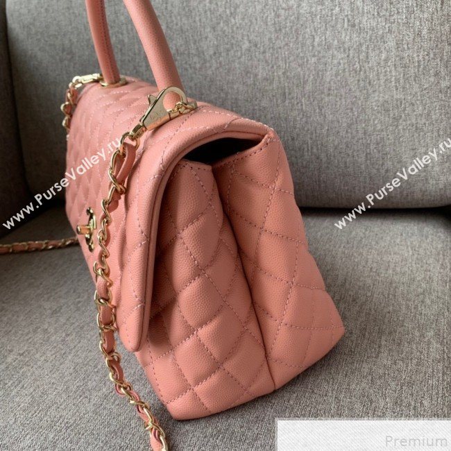 Chanel Grained Quilted Calfskin Coco Handle Flap Top Handle Bag Pink 2019 (SSZ-9050913)