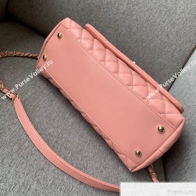Chanel Grained Quilted Calfskin Coco Handle Flap Top Handle Bag Pink 2019 (SSZ-9050913)