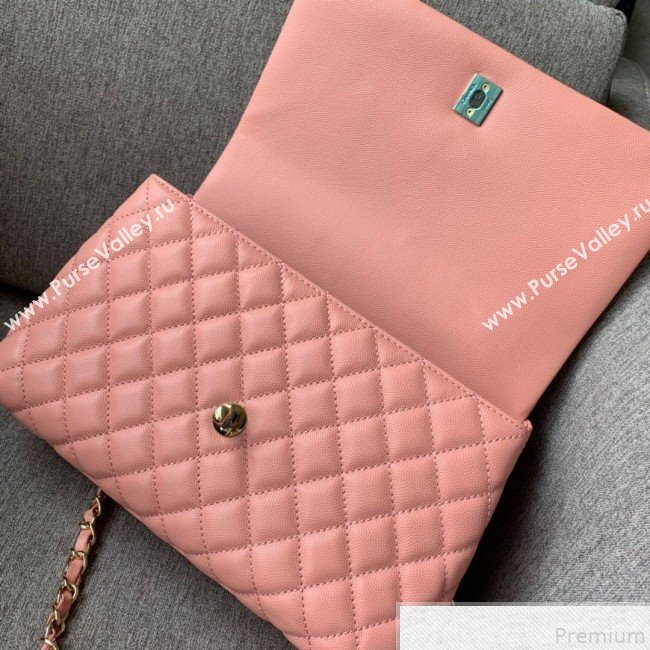 Chanel Grained Quilted Calfskin Coco Handle Flap Top Handle Bag Pink 2019 (SSZ-9050913)