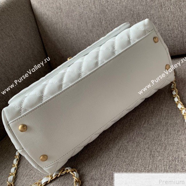 Chanel Grained Quilted Calfskin Coco Handle Flap Top Handle Bag White/Pink 2019 (SSZ-9050915)