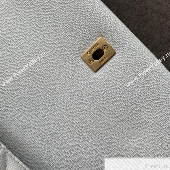 Chanel Grained Quilted Calfskin Coco Handle Flap Top Handle Bag White/Pink 2019 (SSZ-9050915)