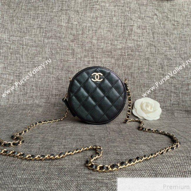 Chanel Iridescent Round Classic Clutch with Chain AP0366 Black 2019 (SSZ-9050917)