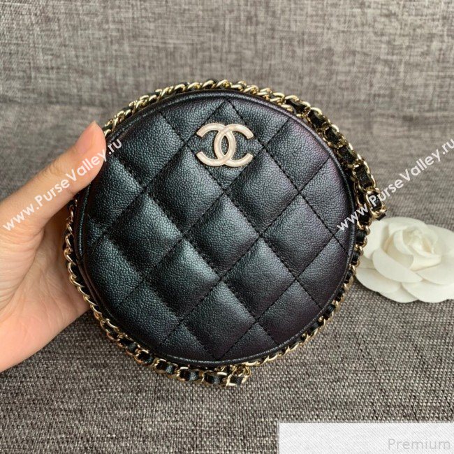 Chanel Iridescent Round Classic Clutch with Chain AP0366 Black 2019 (SSZ-9050917)