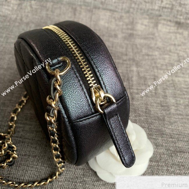 Chanel Iridescent Round Classic Clutch with Chain AP0366 Black 2019 (SSZ-9050917)