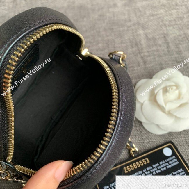 Chanel Iridescent Round Classic Clutch with Chain AP0366 Black 2019 (SSZ-9050917)