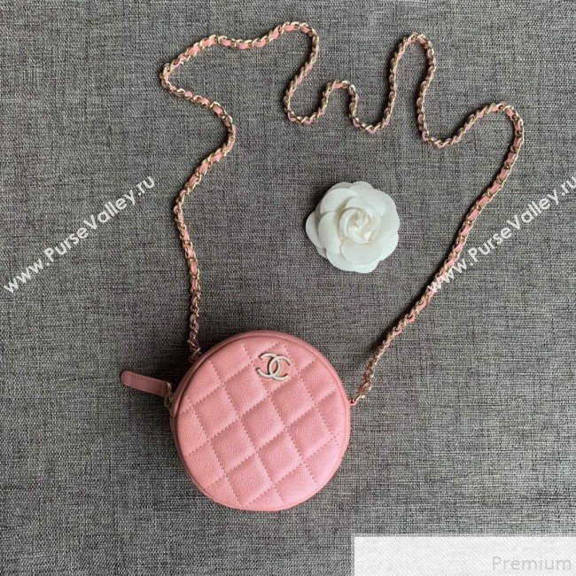 Chanel Iridescent Round Classic Clutch with Chain AP0366 Pink 2019 (SSZ-9050918)