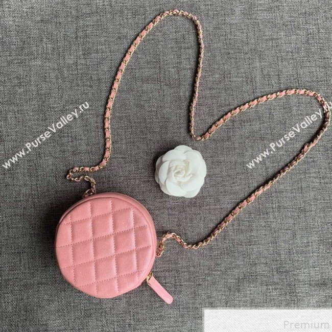 Chanel Iridescent Round Classic Clutch with Chain AP0366 Pink 2019 (SSZ-9050918)