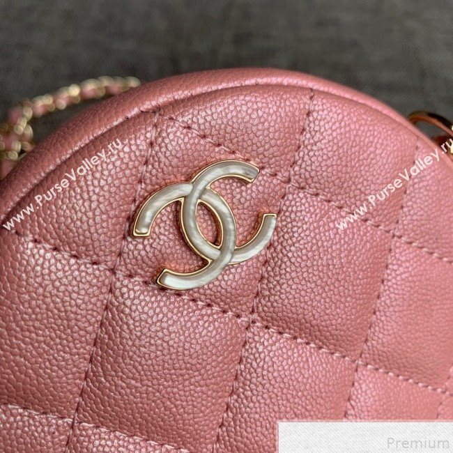 Chanel Iridescent Round Classic Clutch with Chain AP0366 Pink 2019 (SSZ-9050918)