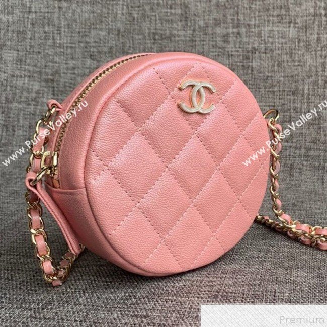 Chanel Iridescent Round Classic Clutch with Chain AP0366 Pink 2019 (SSZ-9050918)