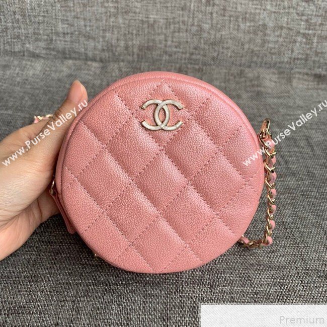 Chanel Iridescent Round Classic Clutch with Chain AP0366 Pink 2019 (SSZ-9050918)