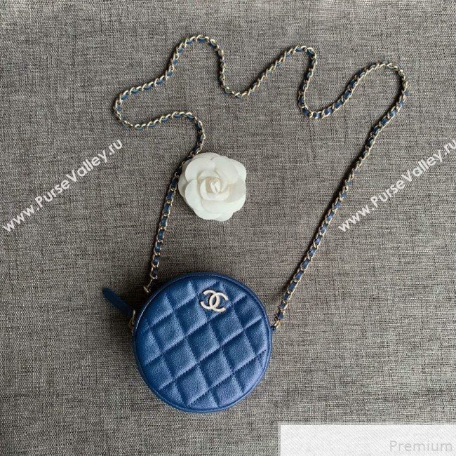 Chanel Iridescent Round Classic Clutch with Chain AP0366 Blue 2019 (SSZ-9050920)