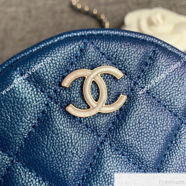 Chanel Iridescent Round Classic Clutch with Chain AP0366 Blue 2019 (SSZ-9050920)