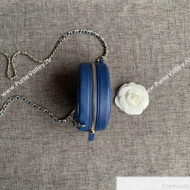 Chanel Iridescent Round Classic Clutch with Chain AP0366 Blue 2019 (SSZ-9050920)