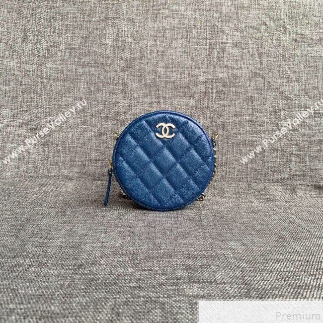 Chanel Iridescent Round Classic Clutch with Chain AP0366 Blue 2019 (SSZ-9050920)