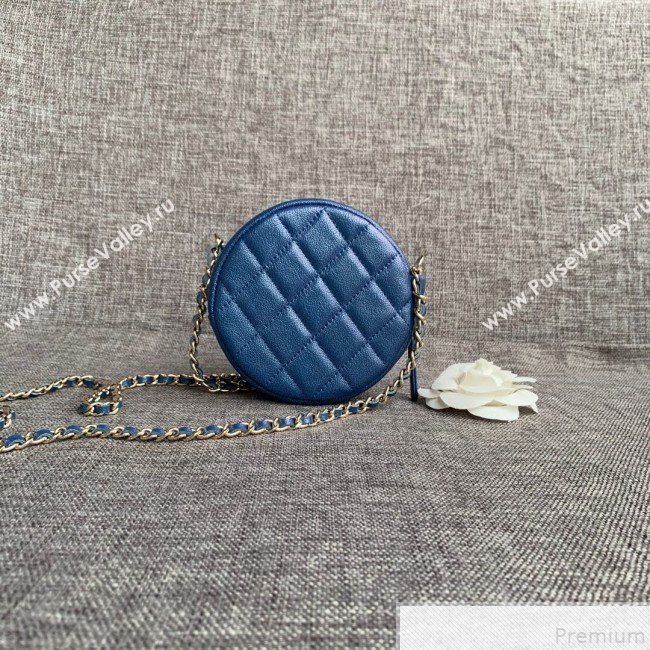 Chanel Iridescent Round Classic Clutch with Chain AP0366 Blue 2019 (SSZ-9050920)