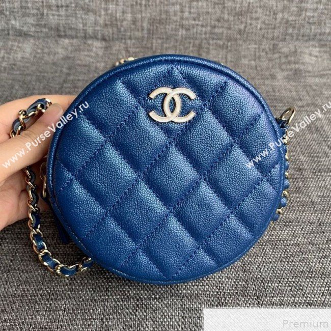 Chanel Iridescent Round Classic Clutch with Chain AP0366 Blue 2019 (SSZ-9050920)