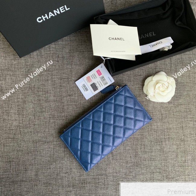 Chanel Iridescent Grained Calfskin Pouch Blue 2019 (SSZ-9050922)