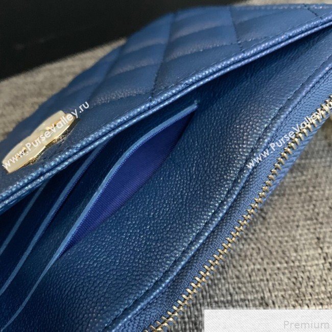Chanel Iridescent Grained Calfskin Pouch Blue 2019 (SSZ-9050922)