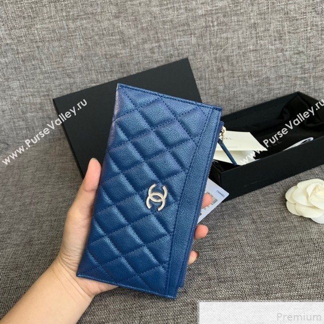 Chanel Iridescent Grained Calfskin Pouch Blue 2019 (SSZ-9050922)