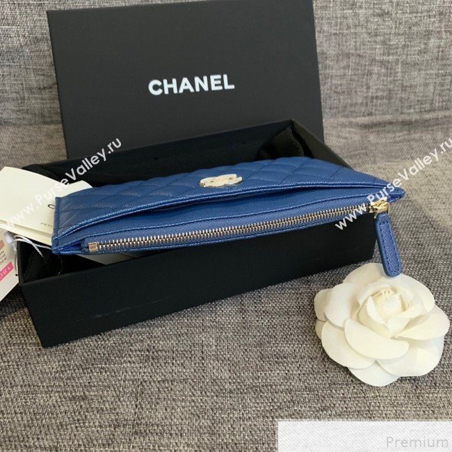 Chanel Iridescent Grained Calfskin Pouch Blue 2019 (SSZ-9050922)