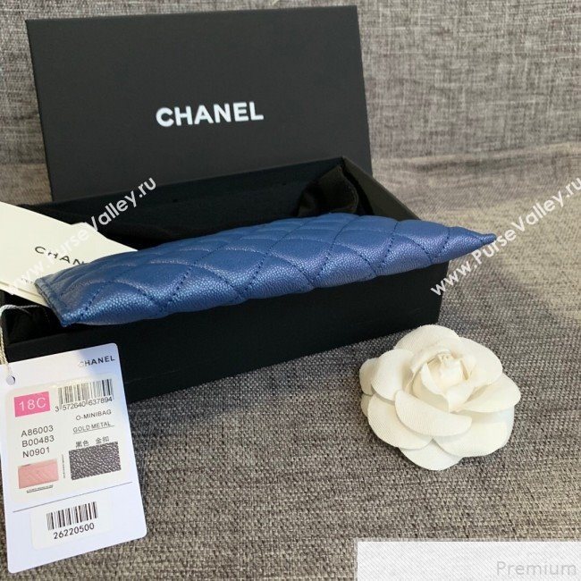 Chanel Iridescent Grained Calfskin Pouch Blue 2019 (SSZ-9050922)
