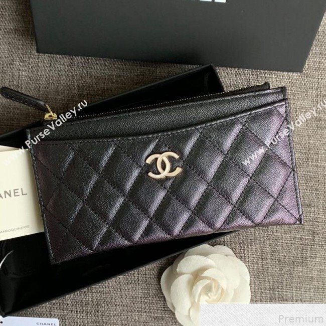Chanel Iridescent Grained Calfskin Pouch Black 2019 (SSZ-9050925)