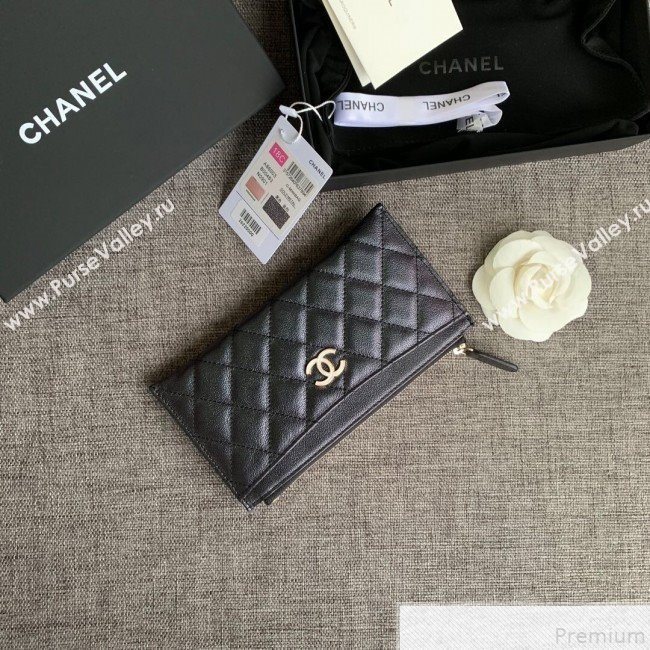 Chanel Iridescent Grained Calfskin Pouch Black 2019 (SSZ-9050925)