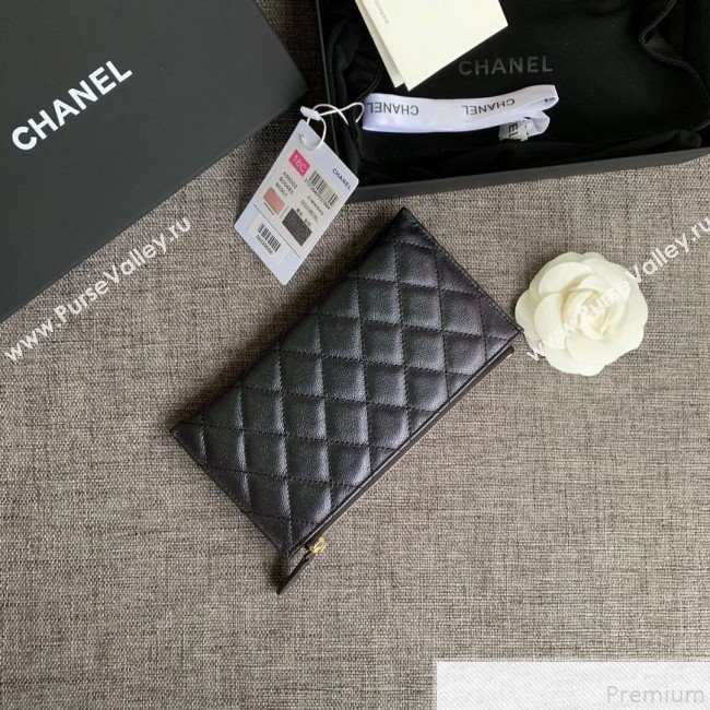 Chanel Iridescent Grained Calfskin Pouch Black 2019 (SSZ-9050925)