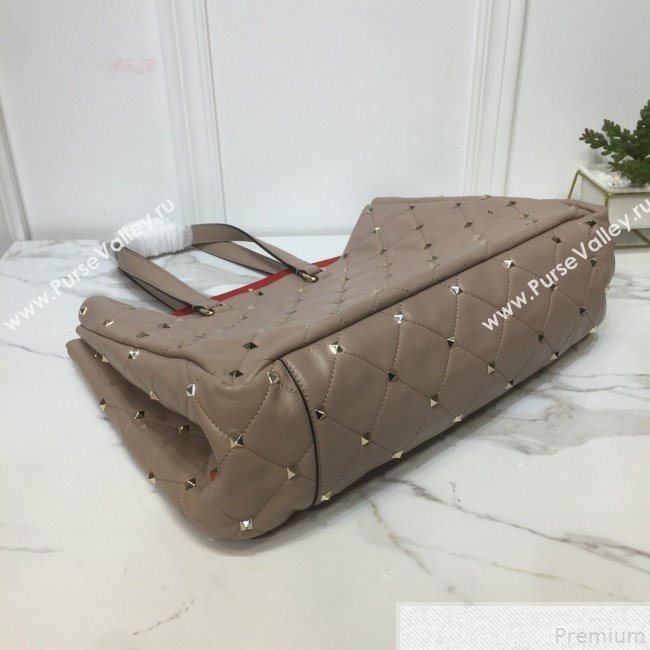 Valentino Large Quilted Boomstud Shopping Tote Taupe 2019 (XYD-9050928)