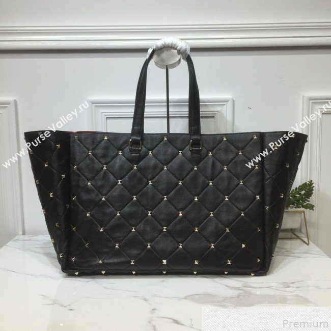 Valentino Large Quilted Boomstud Shopping Tote Black 2019 (XYD-9050925)