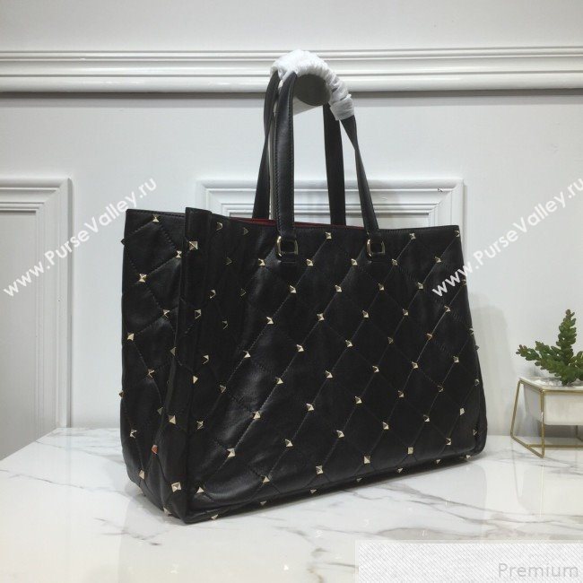 Valentino Large Quilted Boomstud Shopping Tote Black 2019 (XYD-9050925)