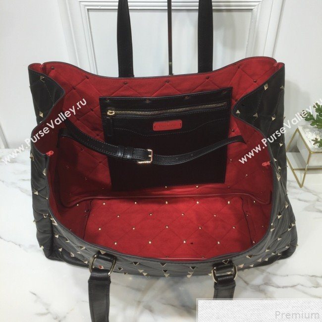 Valentino Large Quilted Boomstud Shopping Tote Black 2019 (XYD-9050925)