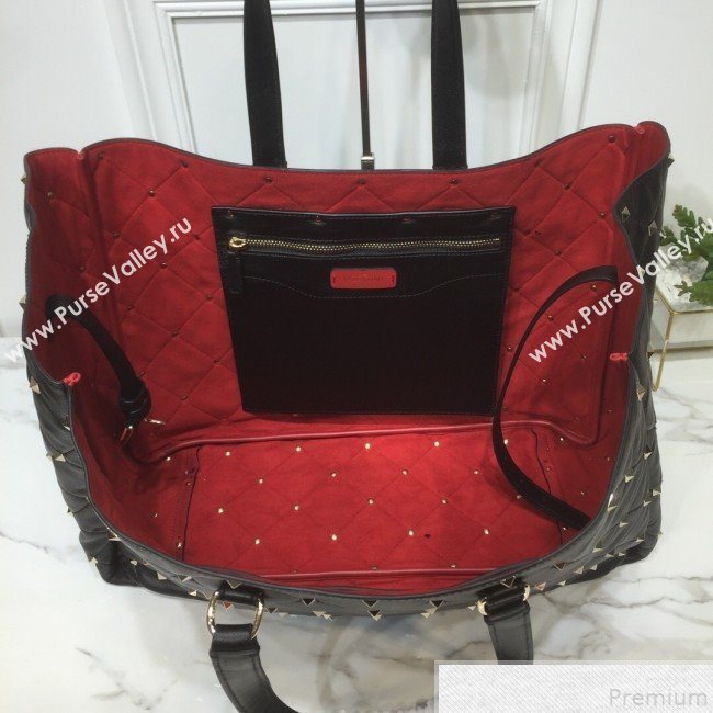 Valentino Large Quilted Boomstud Shopping Tote Black 2019 (XYD-9050925)