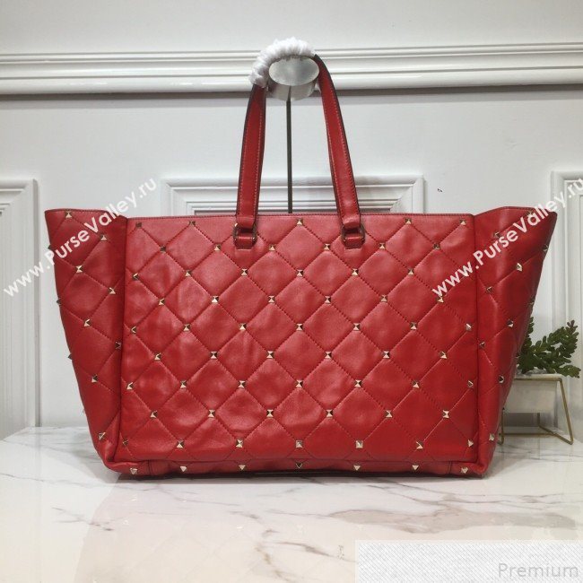 Valentino Large Quilted Boomstud Shopping Tote Red 2019 (XYD-9050926)