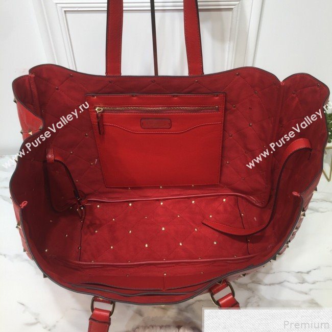 Valentino Large Quilted Boomstud Shopping Tote Red 2019 (XYD-9050926)