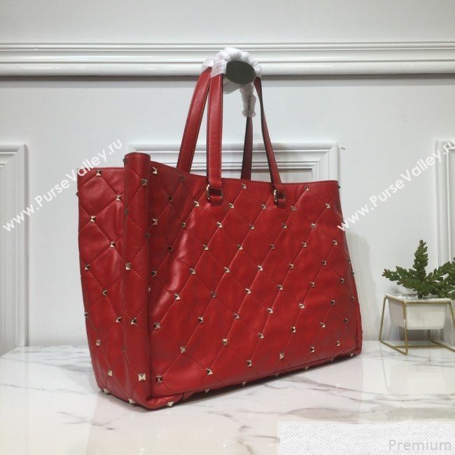 Valentino Large Quilted Boomstud Shopping Tote Red 2019 (XYD-9050926)