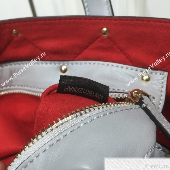 Valentino Large Quilted Boomstud Shopping Tote Light Grey 2019 (XYD-9050927)