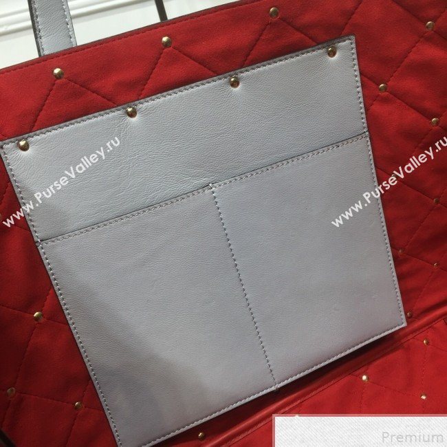 Valentino Large Quilted Boomstud Shopping Tote Light Grey 2019 (XYD-9050927)