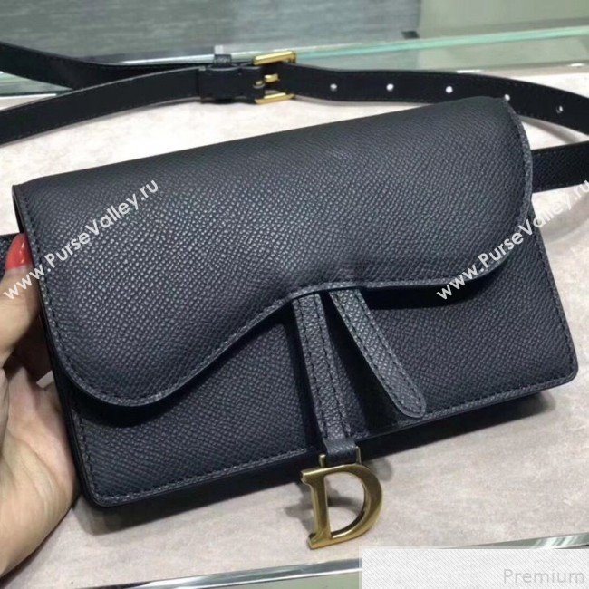 Dior Grained Leather Saddle Belt Bag Black 2019 (XYD-9050931)