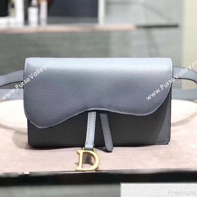 Dior Grained Leather Saddle Belt Bag Light Blue 2019 (XYD-9050932)