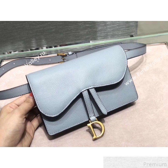 Dior Grained Leather Saddle Belt Bag Light Blue 2019 (XYD-9050932)