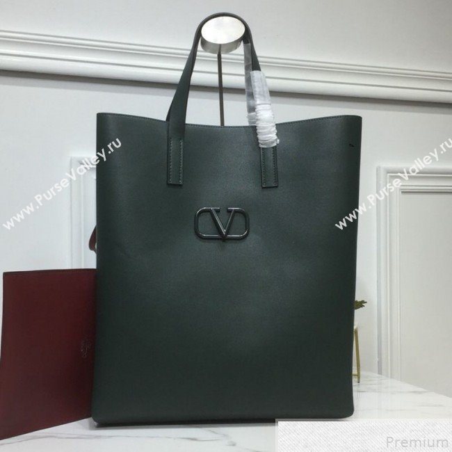Valentino Mens VRing Tote Bag in Smooth Calfskin Dark Green 2019 (XYD-9050934)